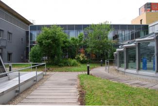 The roof of the shopping mall "ES" in Esslingen, Germany, proves that trees can grow on roofs, provided the statics and the system build-up are suitable. Green roof with lawn and trees